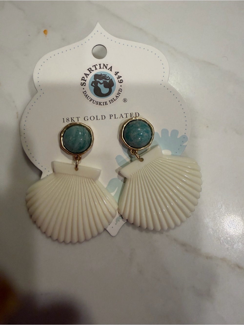 Spartina 449 Gold-Plated Shell Drop Earrings inspired by Daufuskie Island SC